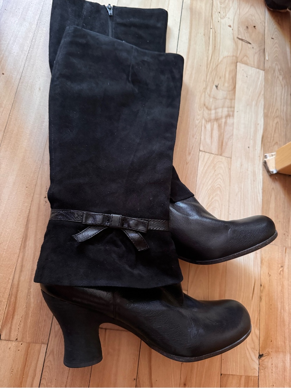 Naya Juniper Anthropologie Black Leather Suede Tall Boots 9M